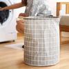 Household Dirty Clothes Basket, Toy Storage Bucket, Grid Fabric Large Foldable Waterproof Storage Basket