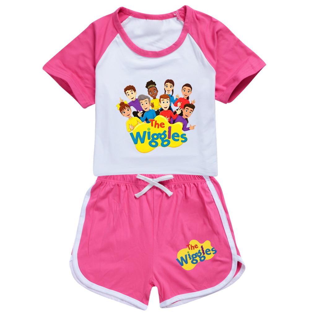 5746 Kids Boys Girls The Wiggles Round Neck T-shirt Shorts Tracksuit Sets