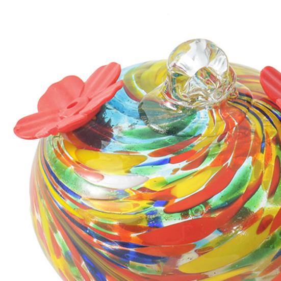 Кормушка для колибри из витражного стекла, каплевидная подвесная кормушка для птиц, кормушка для колибри с 2 цветочными отверстиями для кормления, для сада, двора