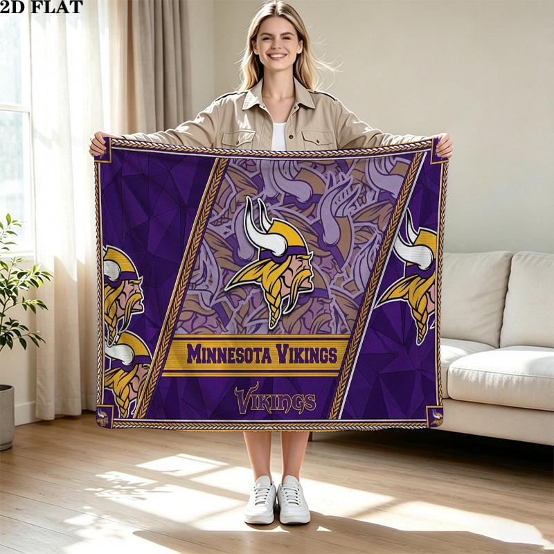 Minnesota Vikings Print Flannel Blanket High Quality Warm Comfortable Cover for All Seasons Perfect for Gifts Home Decor