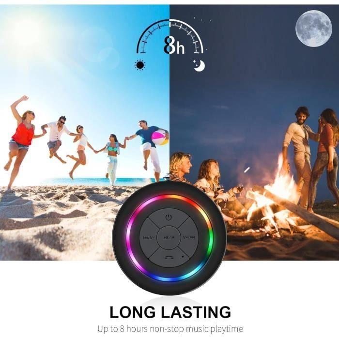 Enceinte Bluetooth Étanche Portable avec FM Radio HAISSKY LED - Noir A