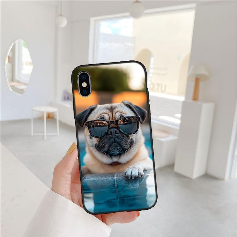 LO27 Cute Pug Dog Soft Shell Phone Case for Xiaomi Poco C40 C50 C51 C55 C65 C71 C75 F3 F5 F6 F7 M2 M3 Pro Ultra