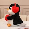 Red Heart Penguin Plush Toys Soft Stuffed Cute Earphones Love Dolls  Valentine's Day