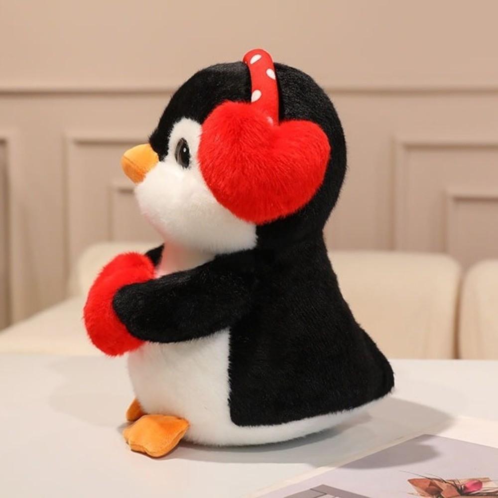 Red Heart Penguin Plush Toys Soft Stuffed Cute Earphones Love Dolls  Valentine's Day