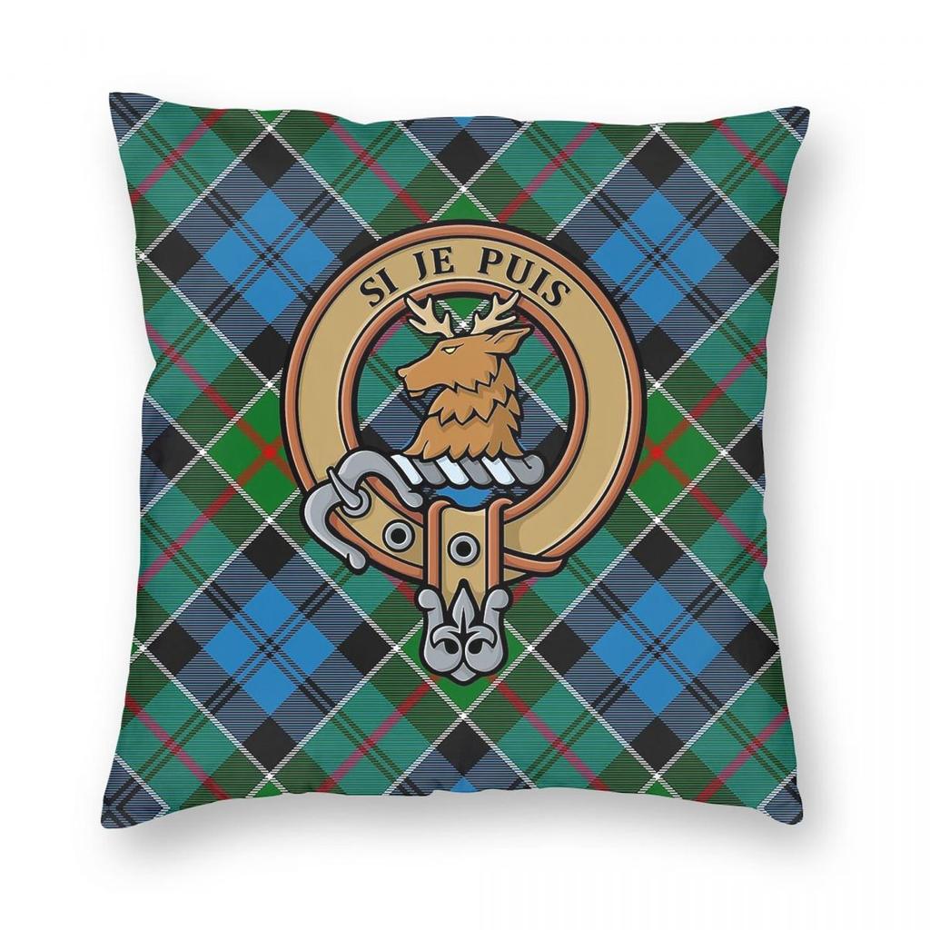 Clan Colquhoun Crest Tartan Square Pillowcase Polyester Linen Velvet Creative Zip Decor Home Cushion Cover