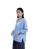 Natural Beauty Basic Basic Knit Airy Women's V-Neck Cardigan, Blue, 017-5175311