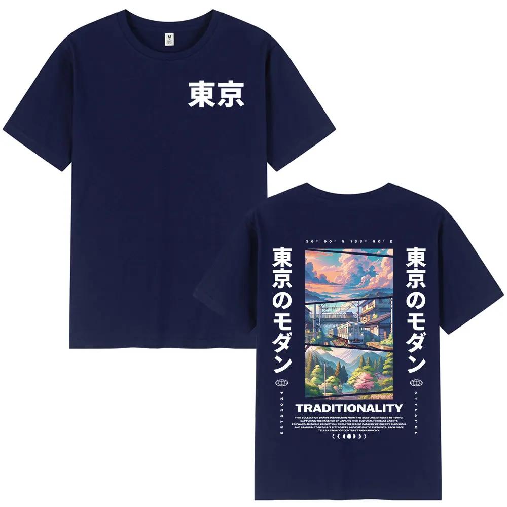 Japanese Tokyo Cherry Blossoms T Shirts Unisex Women Clothing Short Sleeve Cotton T Shirt Fashion Harajuku Tshirt Streetwear
