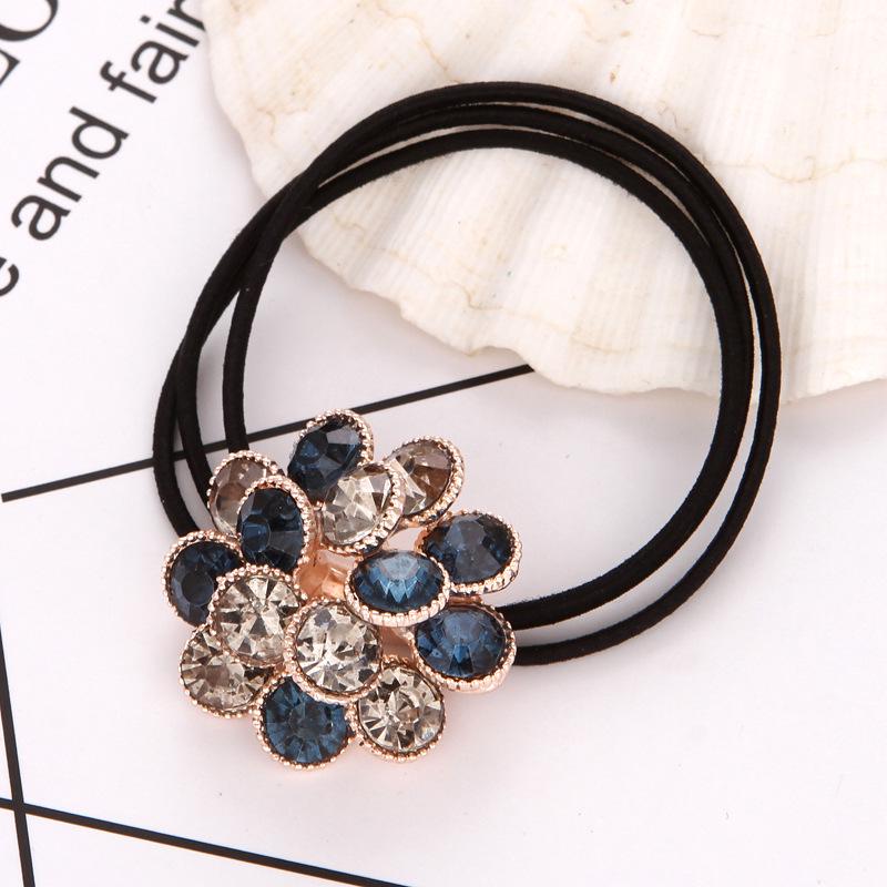 Korean Rhinestone Floral Hair Ring, Simple Elastic Band, Mori Girl Style Headdress