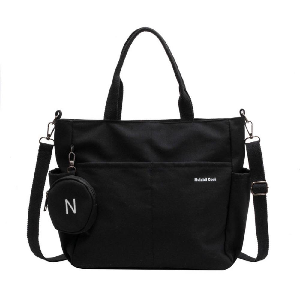 Large Capacity Oxford Tote Bag Waterproof Lightweight Shoulder Bag with Round Coin Purse Wear Resistant Crossbody Bag Student