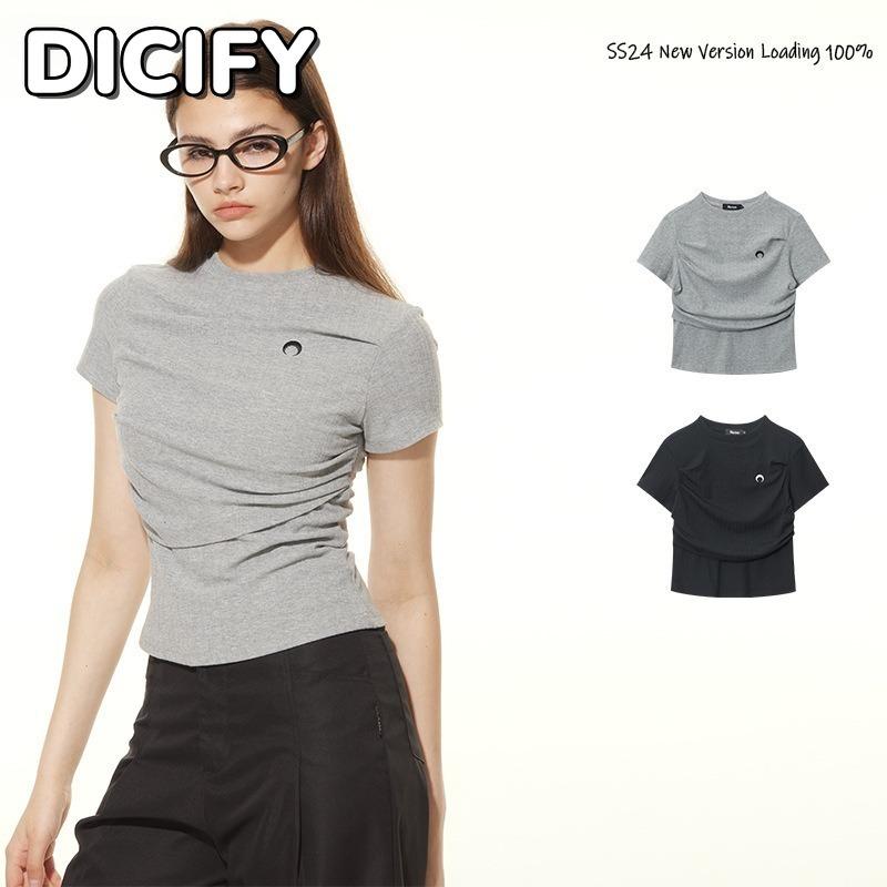 Женские модные повседневные блузки и рубашки DICFY с коротким рукавом и круглым вырезом