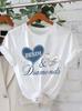 Blue Denim Heart  Silver Diamond Graphic T Shirt Unisex Unisex Trendy Streetwear Durable All Seasons Daily Wear Casual Leisure Tops