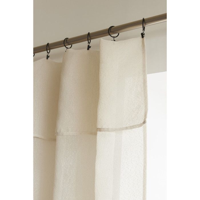 Lot de 2 voilages ajustables + 8 anneaux pince 140 x 270 cm effet bouclette "Elda" Le fil d'Ariane - 2x140x270 - Sable