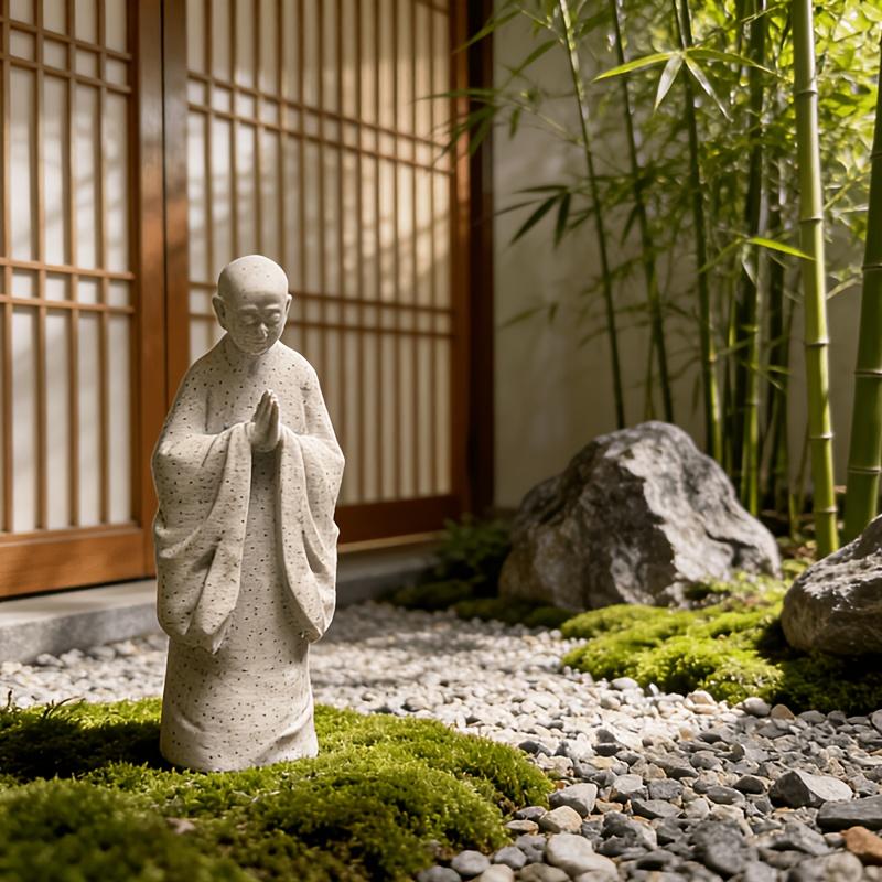 1-Piece Standing Monk Ornament, Wish-Fulfilling Prayer Monk Zen Theme Aquarium Decoration, Underwater Landscape Decoration, Landscape Micro-Landscape