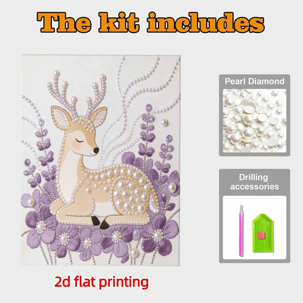 Кристальная Жемчужная Живопись 5D DIY Рамка Украшение Картина Маленький Олень Домашняя Настенная Декорация Прозрачная Жемчужная Каменная Картина Изображение Художественные Поделки