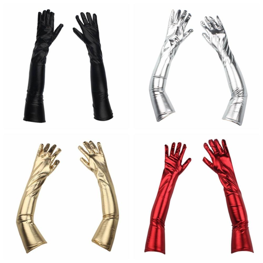 Hip-pop Leather Gloves Skinny Etiquette Mittens Elastic Long Gloves Girl