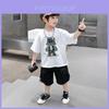 Stylish Boys Summer Outfit Set Comfortable Cotton Short Sleeve Printed Shirt And Shorts For Kids Aged 3 To 8 Years