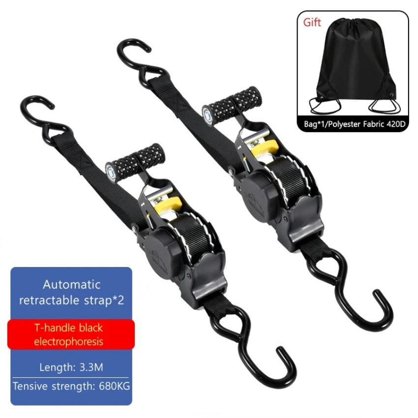 Automatic Retractable Ratchet Strap 680KG 330CM for Cargo Truck Motorcycle Transport Travel Quick Release Heavy Duty Straps