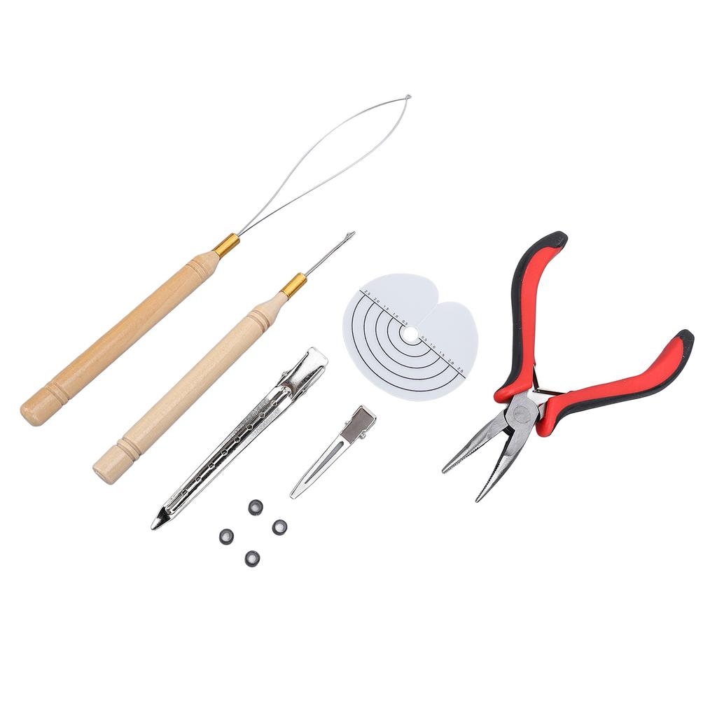 Набор инструментов для наращивания волос Силиконовые кольца Щипцы для волос Вытягивающие крючки Иглы Петли Нити Теплоизоляция