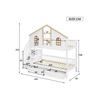 Lit superposé - MUVOE - 90x200 cm - Blanc et tons naturels - 2 tiroirs - Sécurité EN747
