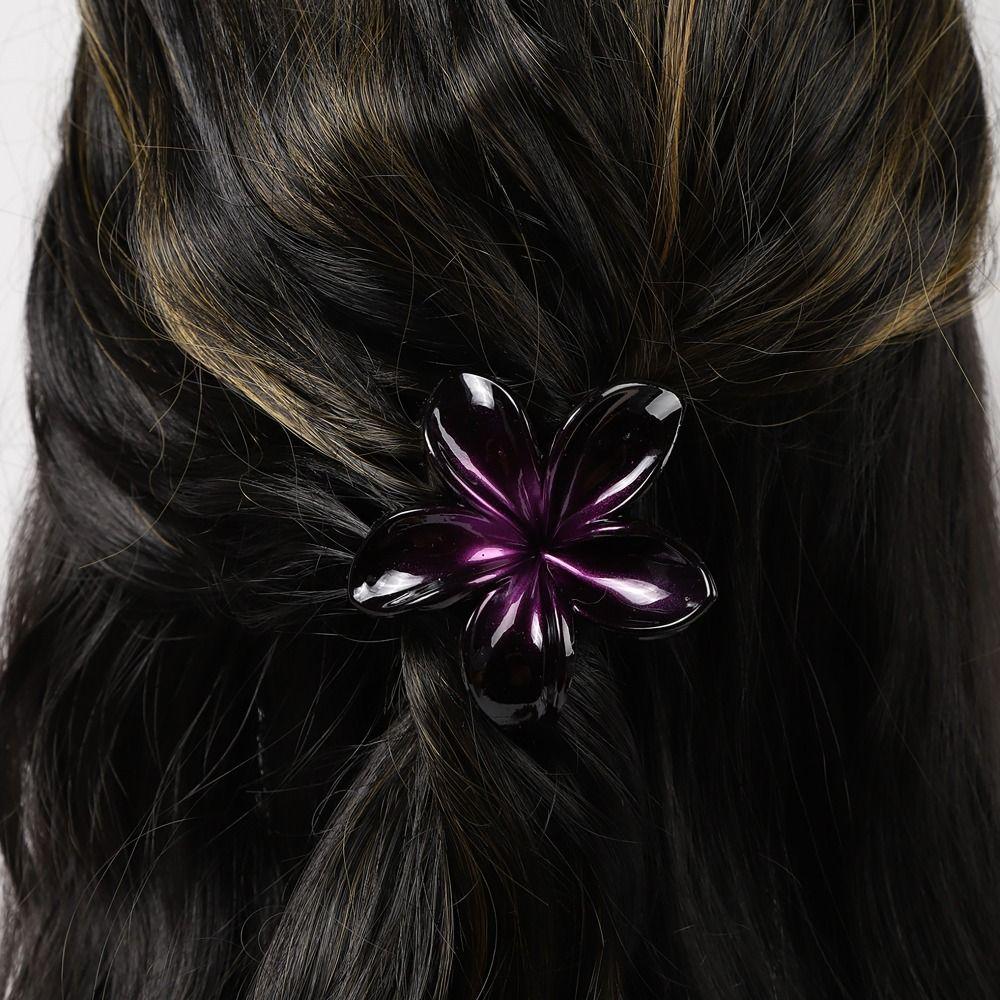 Pearlescent Hair Claw Flower Shape Hair Clips Sweet Flower Hair Clip Girls