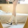2025Women's Bow Design Round Toe Low Heel Shoes Cute Girly Style Autum Pu Leather Mid-Heel Lolita Shoes
