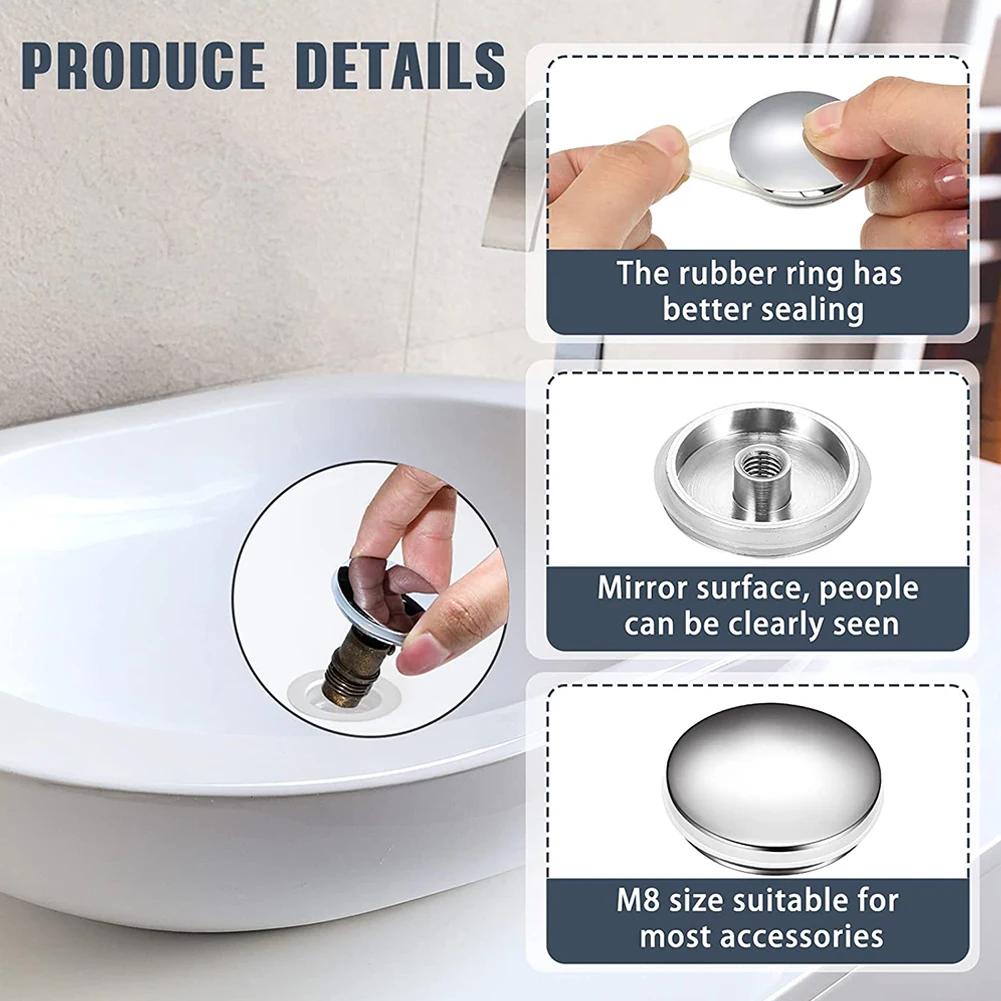 38mm Sink Tap Hole Cap Replacement Sink/Basin Waste Plug Cap Easy Pop-Up Click Clack Chrome For Bathroom Basin Sink And Bathtub