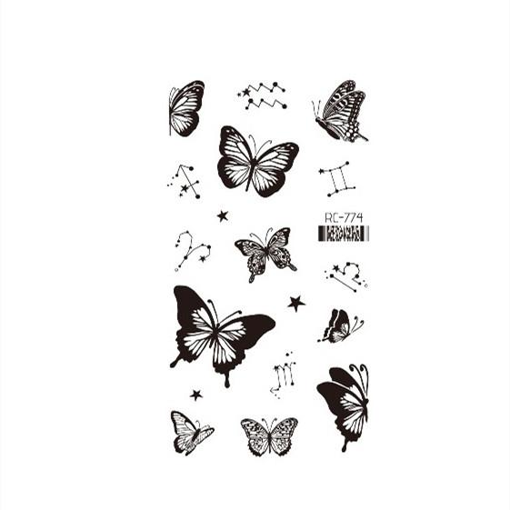 Dark Butterfly Sexy Waterproof Temporary Tattoo Sticker India Women Back Waist Flash Tatoo Girl Body Art Fake Tattoos Realistic