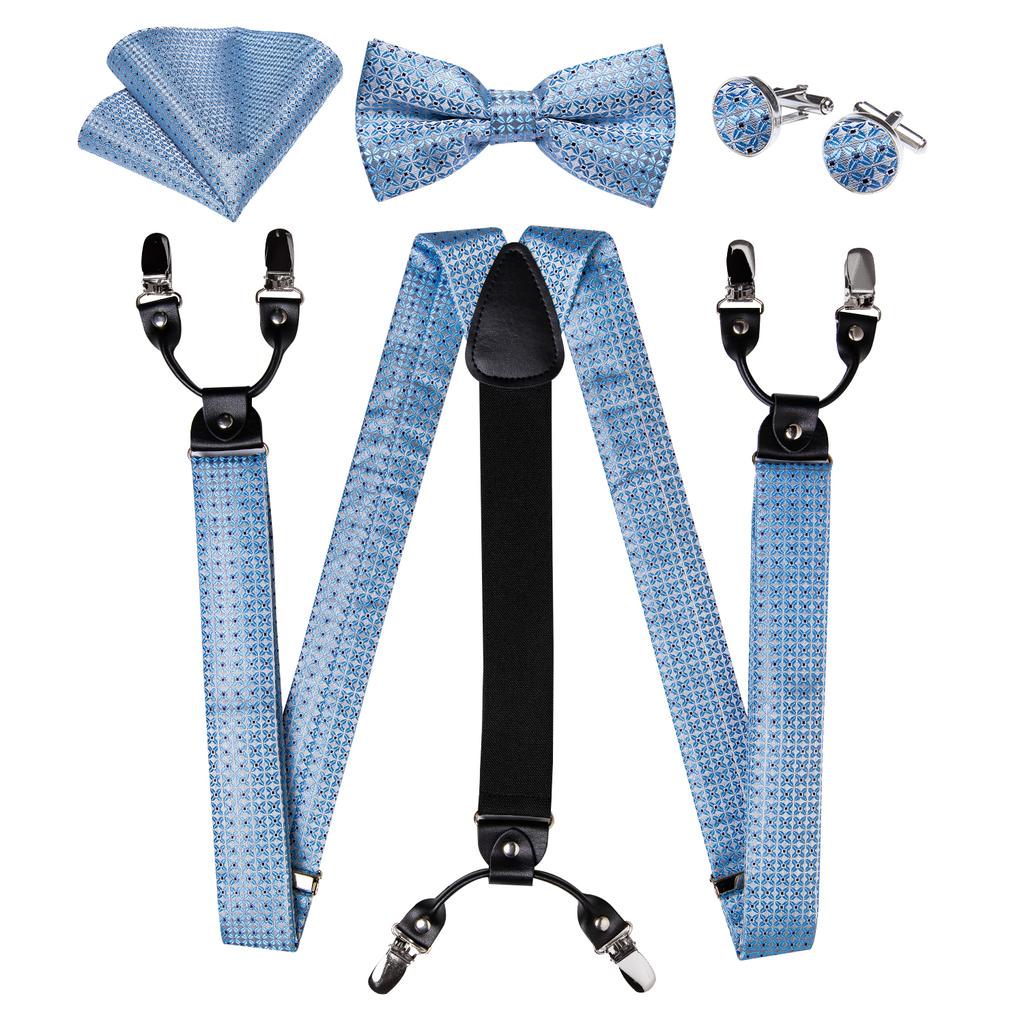 Dibangu Мужские подтяжки, регулируемые подтяжки, галстук-бабочка, карманные квадратные запонки, набор для мужчин, ширина 3,5 см, эластичные