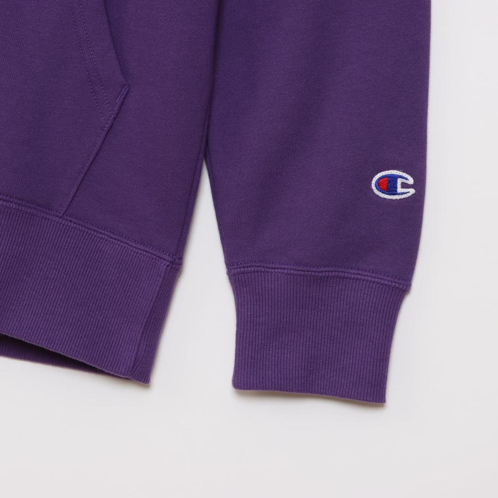 Champion Long Sleeve Fleece Hoodie with Embroidered Deep Size Men's Logo, Purple, C3-Y136L