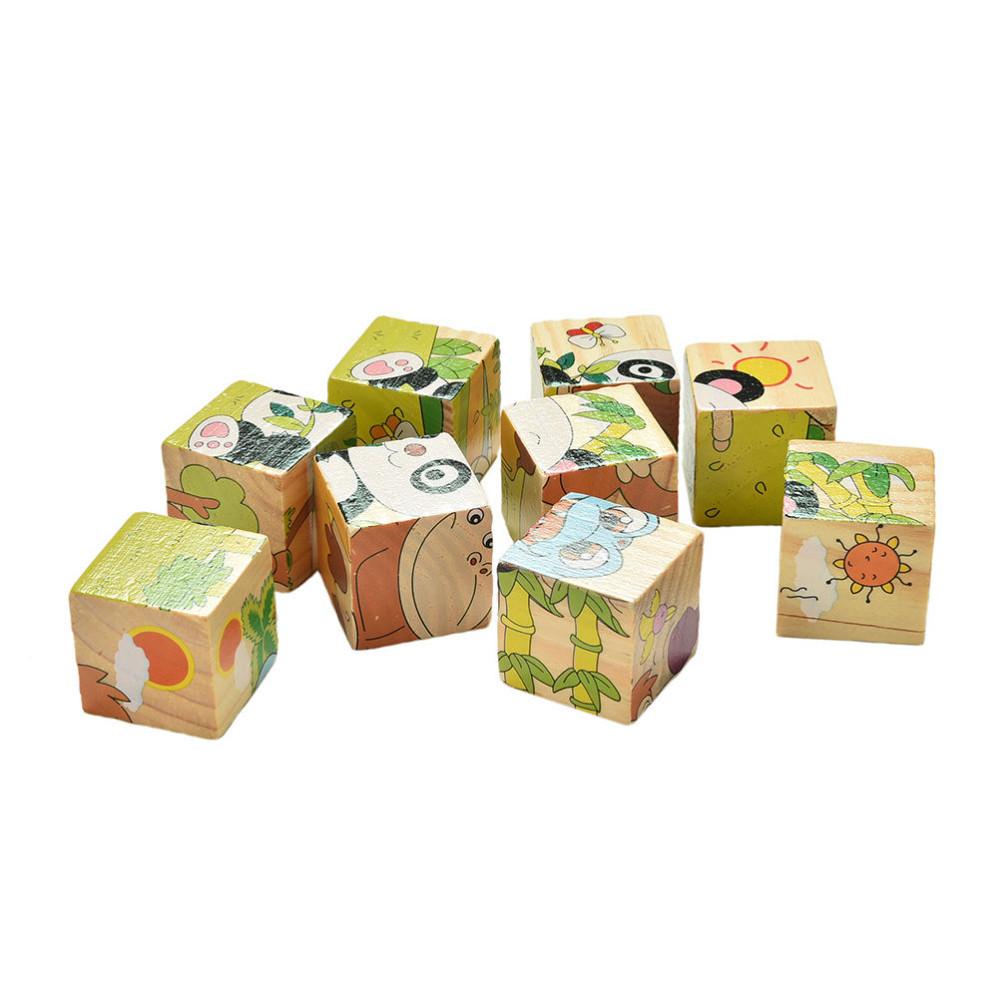 3d Шестиликий Животный Фрукт Деревянный Пазл Живопись Строительные Игрушки Для Детей И Младенцев Раннее Обучение Пазлы 