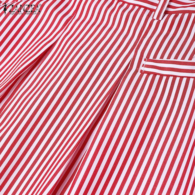 ZANZEA Элегантные женские полосатые повседневные длинные юбки-свинг на молнии