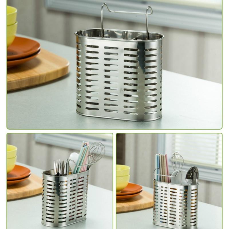 304 нержавеющая сталь палочки для еды трубка дренажная стойка настенная двойная клетка для палочек для еды кухня C