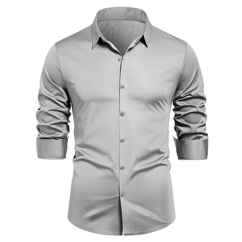 Business Casual Long Sleeve Shirt Men's Fashion Bottom Shirt Stretch Men's Shirt