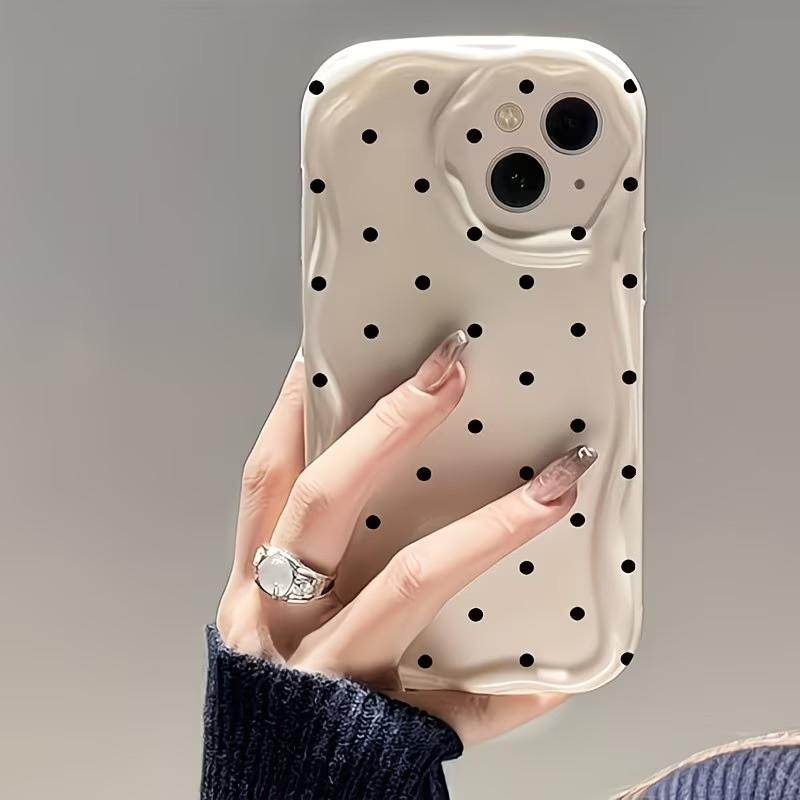 Простой однотонный чехол для телефона в горошек для iPhone 17 17e 16e 16 15 14 13 12 11 Pro Max Plus Ударопрочный чехол с волнистым краем