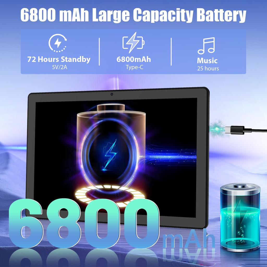 Android 15, 2 In 1 Tablet, 11 Inch, 24GB+128GB, Octa Core, 6800mAh, Face Unlock, Keyboard Set