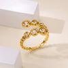 Розовый цирконий Нержавеющая сталь Кольцо для женщин Позолоченное 18K Не тускнеющее Открытое кольцо Свадебные украшения Аксессуары для выпускного Новогодний подарок
