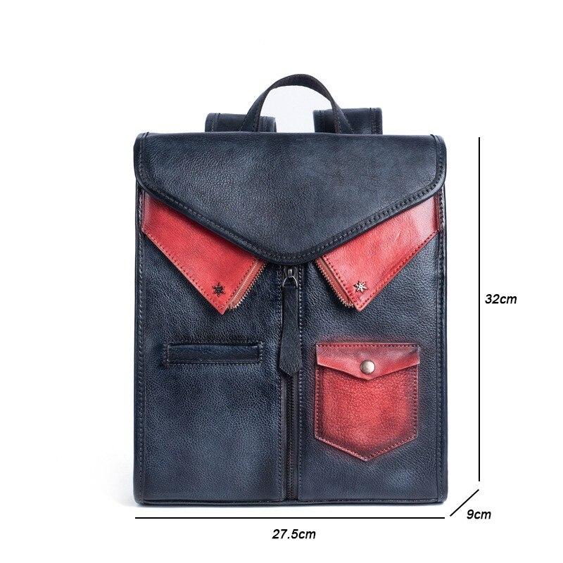 Johnature Vintage Genuine Leather Backpack Women Bag Leisure Large Capacity Real Cowhide Travel Bag Creative Backpacks