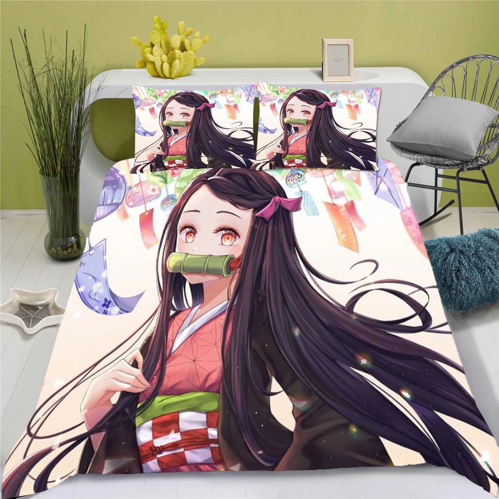 Чехол на одеяло Мультяшный Demon Slayer Kimetsu No Yaiba Дышащее постельное белье На заказ Домашний Детская спальня Одеяло Мальчики
