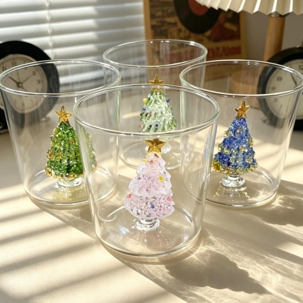 Heat-resistant 3D Christmas Tree Built-in Glass Cup Transparent Christmas Gift Gift Giving