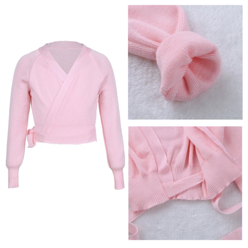 Kids Ballet Knit Wrap Sweater Girls Winter Autumn Warm Sweaters Long Sleeve Cardigan Warm Up Shawl Gymnastics Dance Jacket