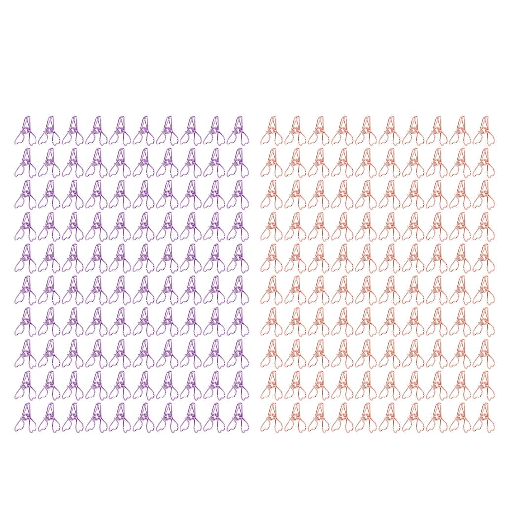 100 Pcs Clips Hollow Heart Shape Strong Clamping Force Metal Small Clips for Office Do