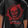 Футболка Gears of War, Футболка E-Day, Винтажная игровая футболка, Оверсайз футболка с кислотной стиркой - 250 г/м², Уличная одежда в стиле гранж и гот, Винтажная выстиранная футболка