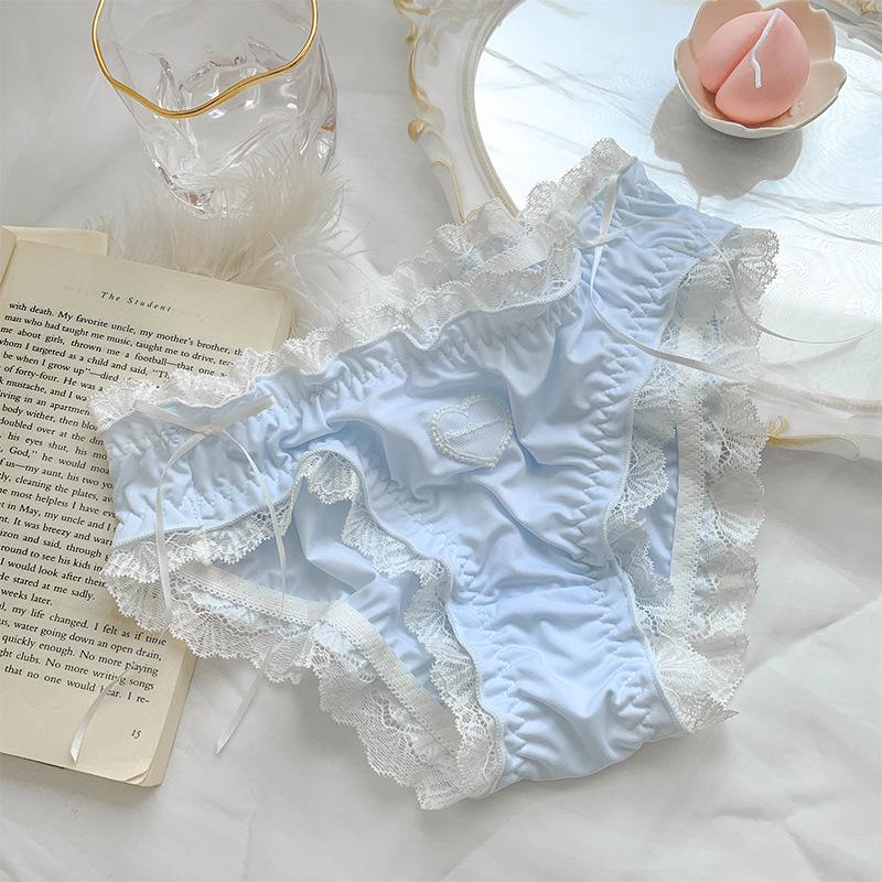 Plus Size Lolita Sexy Lace Edge Underwear Women's Panties Ice Silk High Elasticity Briefs Girl Student Oversized Underpants