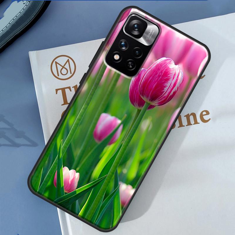 Цветочный чехол с тюльпанами для Xiaomi Redmi Note 14 13 11 9 10 12 Pro 9S 10S 11S 12S Redmi 10C 12C 13C 14C