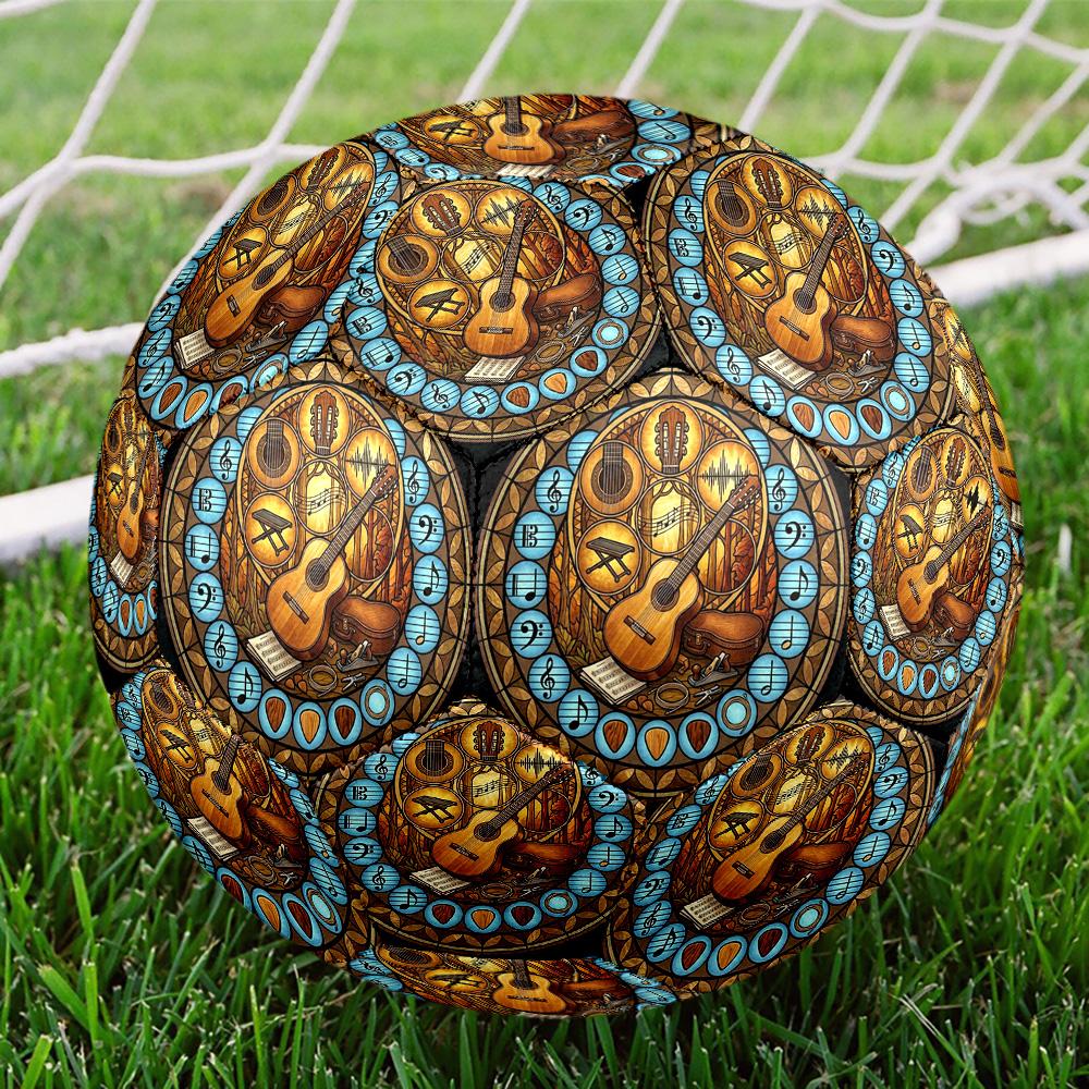 Guitar Art Glass Round Football Size 5 Adult Ball Suitable for Training Matches and Outdoor Team.