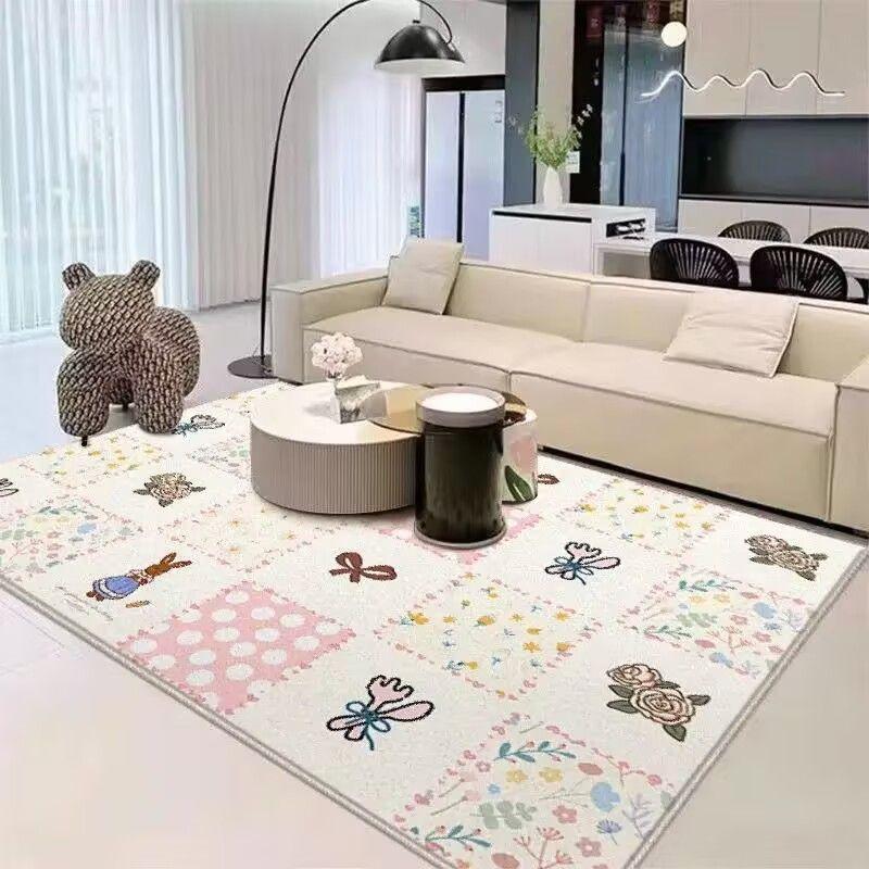 VIKAMA Cartoon Living Room Carpet Princess Style Bedroom Side Rug Bedside Cushion Baby Crawling Mat Home Decoration
