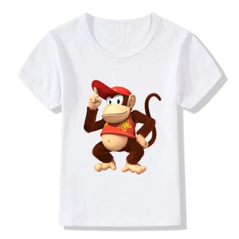 Donkey Kong Country Print Tshirt for Boys Girls Cartoon Kids Summer Short Sleeve Top Childrens Clothing HKP5221