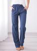 Casual Womens Cotton Linen Drawstring Wide Leg Pants For Summer Comfort