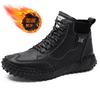 Зимние мужские ботинки из натуральной кожи, мягкие кожаные плюшевые теплые зимние ботинки, водонепроницаемые мужские ботинки для активного отдыха, мотоциклетные ботинки H759