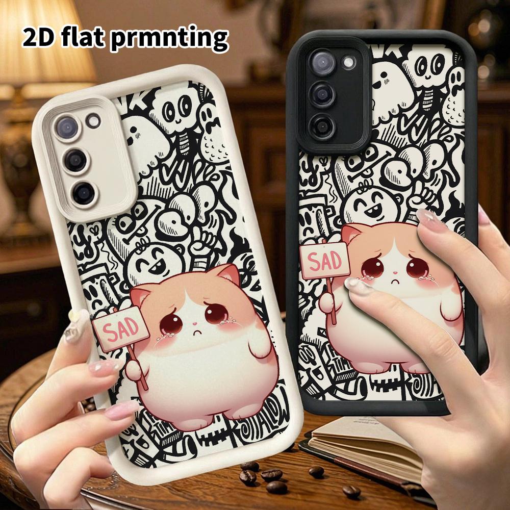 Чехол для телефона: 2D плотный защитный чехол для Samsung Galaxy A34 A35 M05 M06 S20 S22 S21 FE Plus 5G, Оранжевый и Белый Китти, Рождественский и Хэллоуинский Подарок